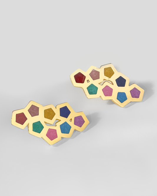 Colorful gold plated earrings