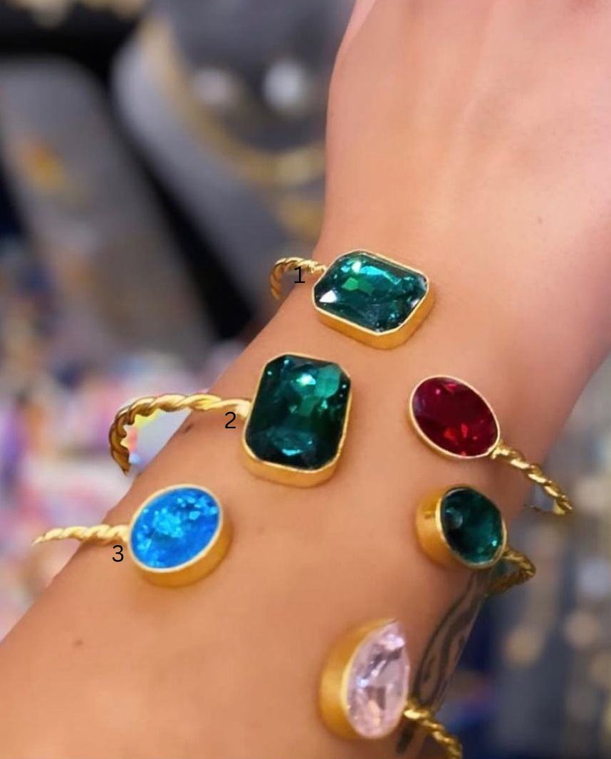 Jewel Tone Stacking: Gold Twisted Cuff Bangles