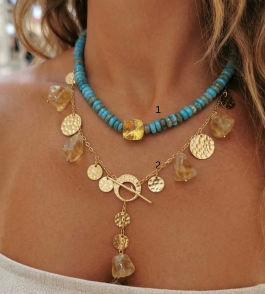 Turquoise & Citrine Layered Statement Necklace