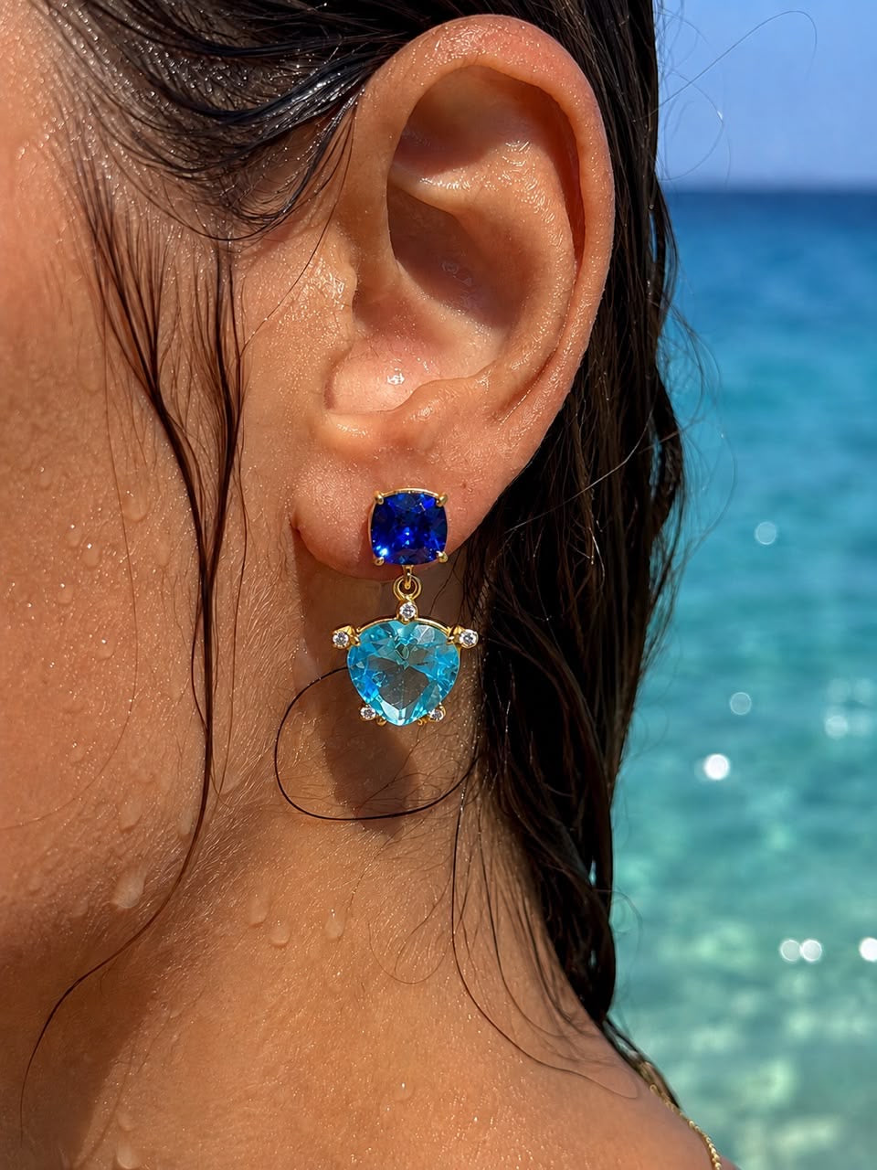 Sapphire & Sea Earrings