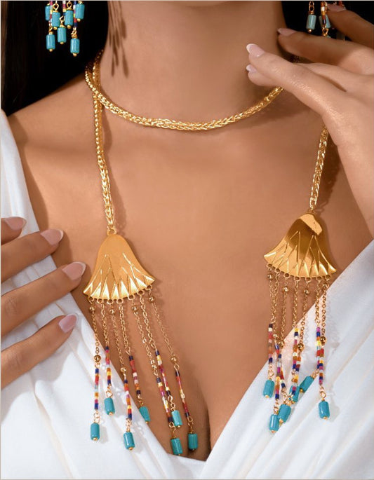 Pharaonic Elegance – Gold-Plated Lotus Flower Necklace