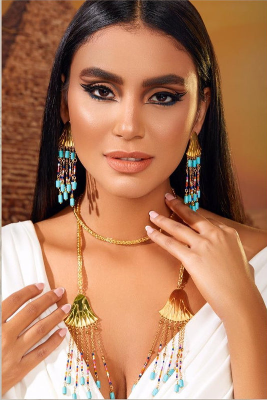 Pharaonic Elegance – Gold-Plated Lotus Flower Earrings