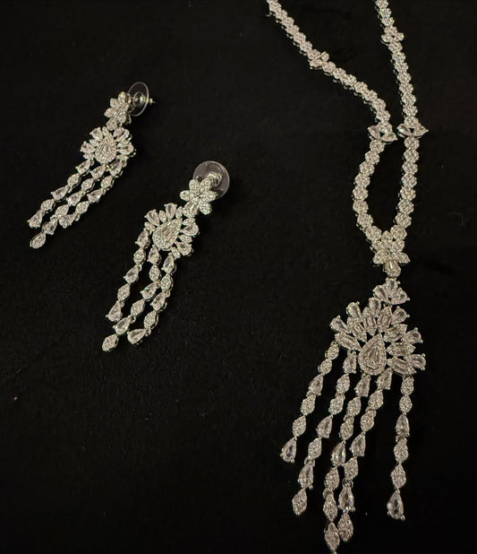 Elegant Silver Plated Dangle Set