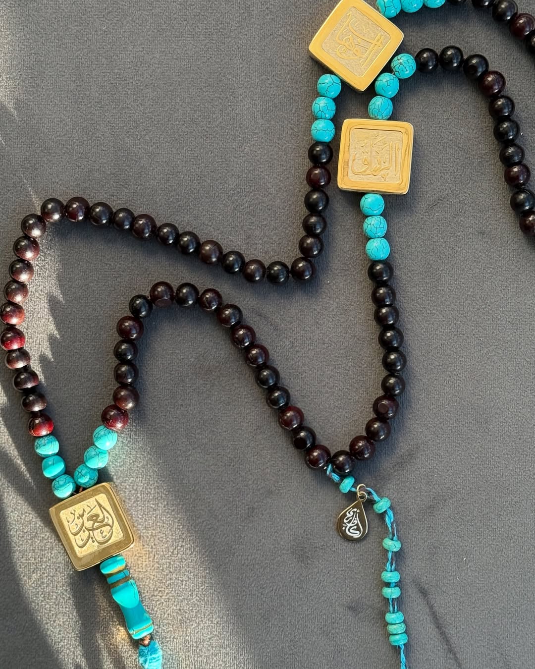 coco wood & turquoise prayer beads