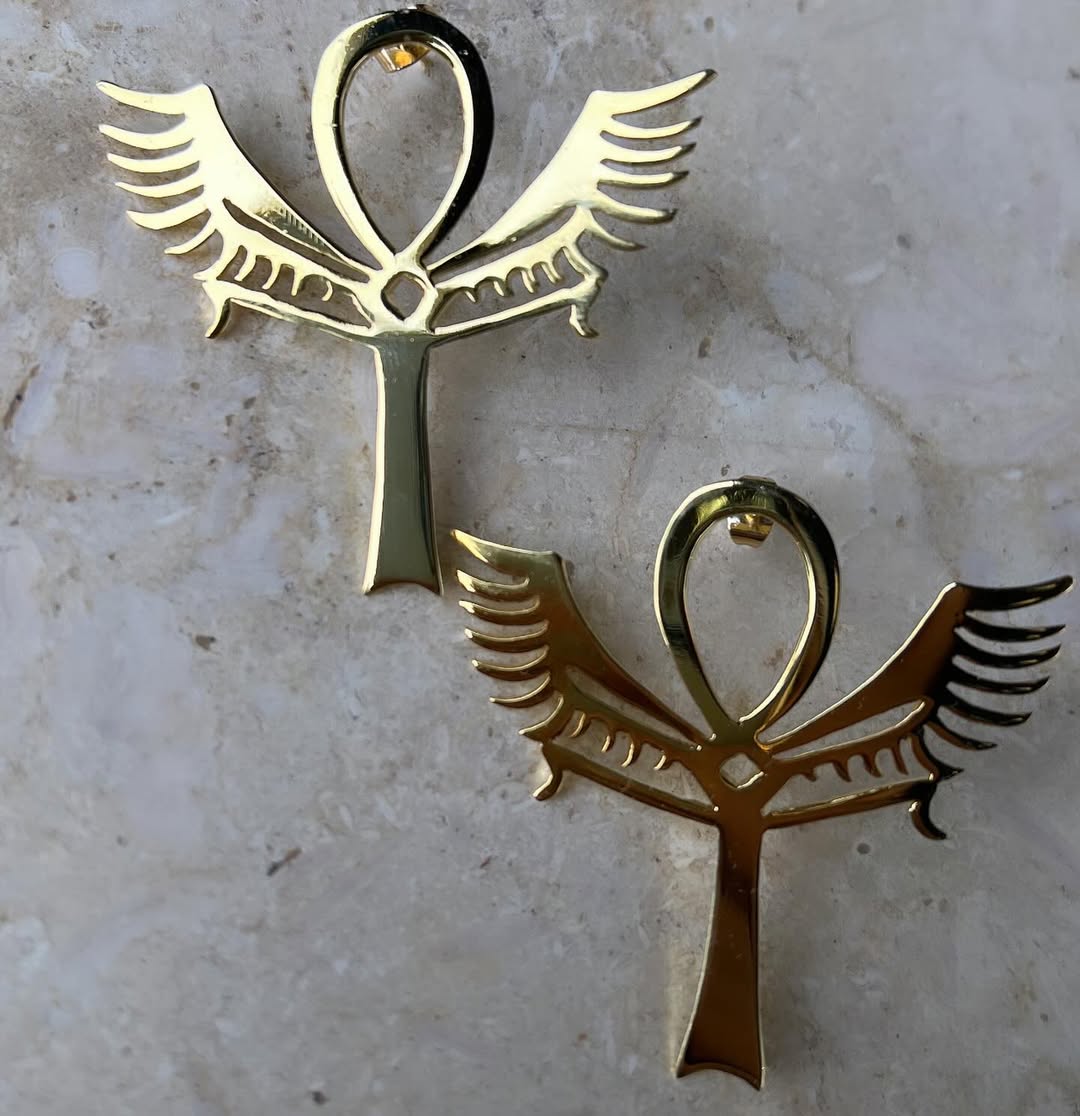 Key of Life  Gold-Plated Brass  Earrings
