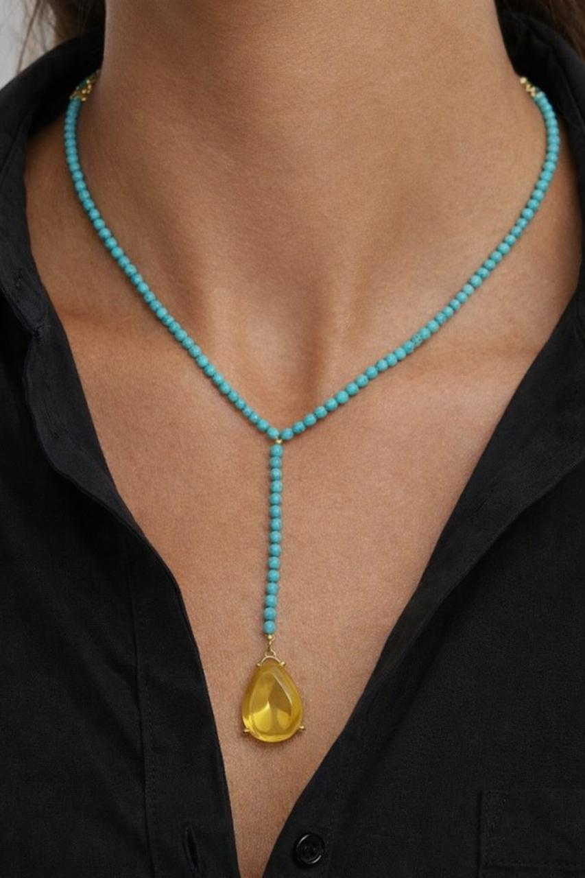 Turquoise Bead Drop Necklace