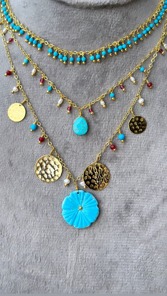 Treasures of Sinai – Handcrafted Silver Necklace with Turquoise, Agate & Pearls