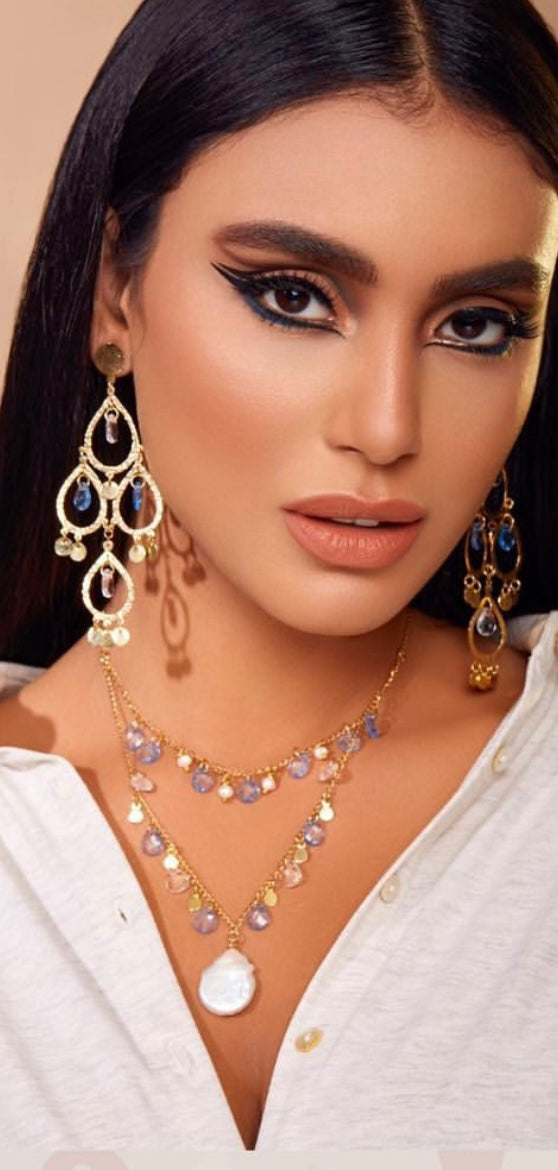 Gold-Plated Brass Necklace with Stones