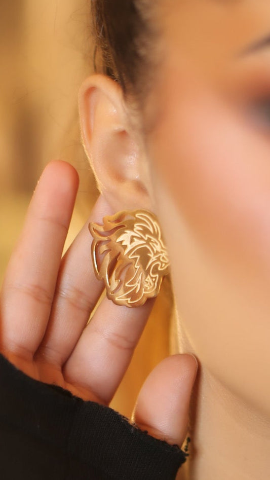 lion face earrings