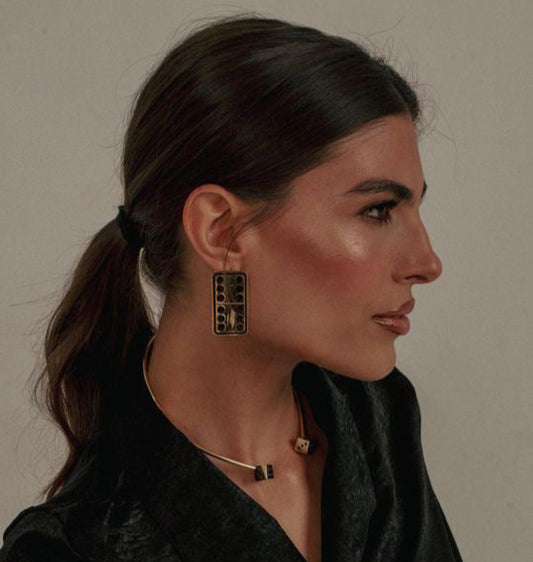 Dice design gold plated choker