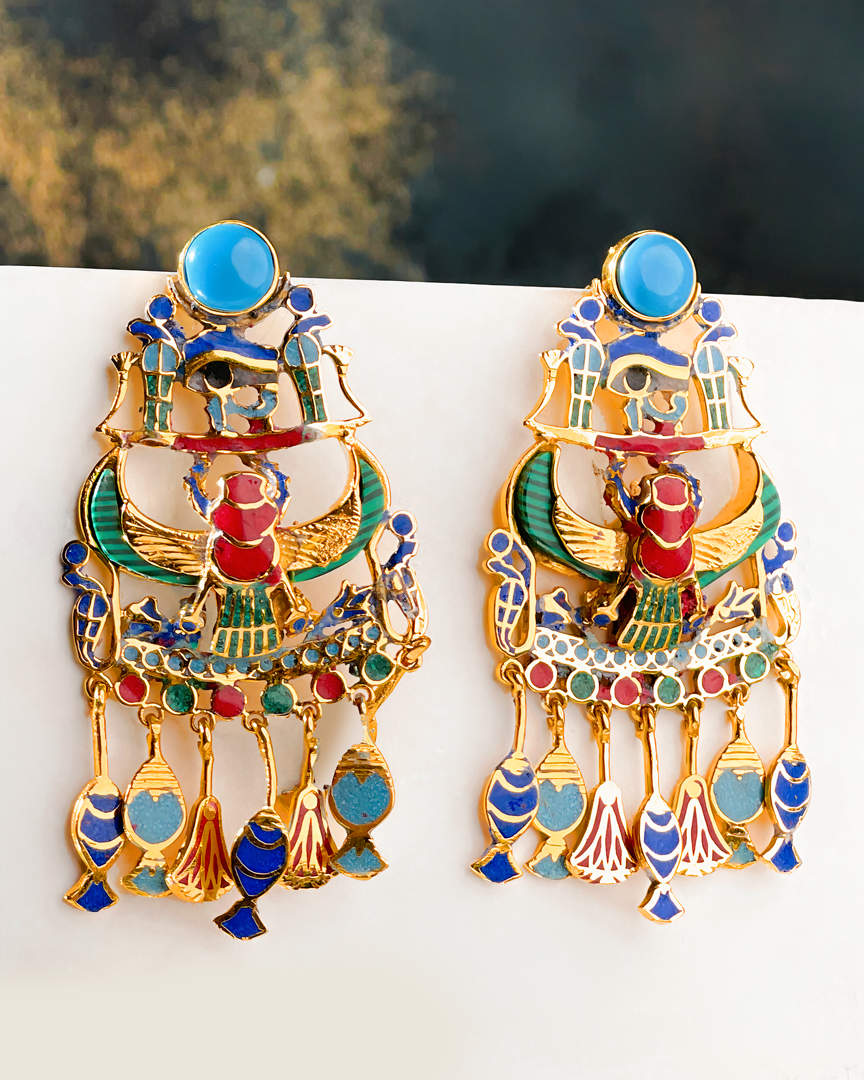 A scarab Pharaonic style earrings