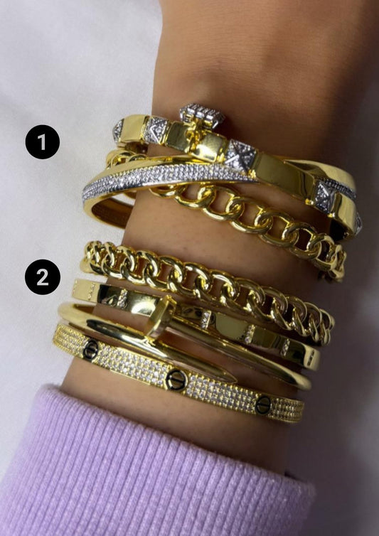 Patterns Gold Plated Bangel Set