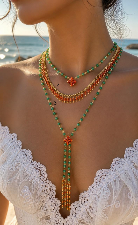 Boho Green Beaded Choker