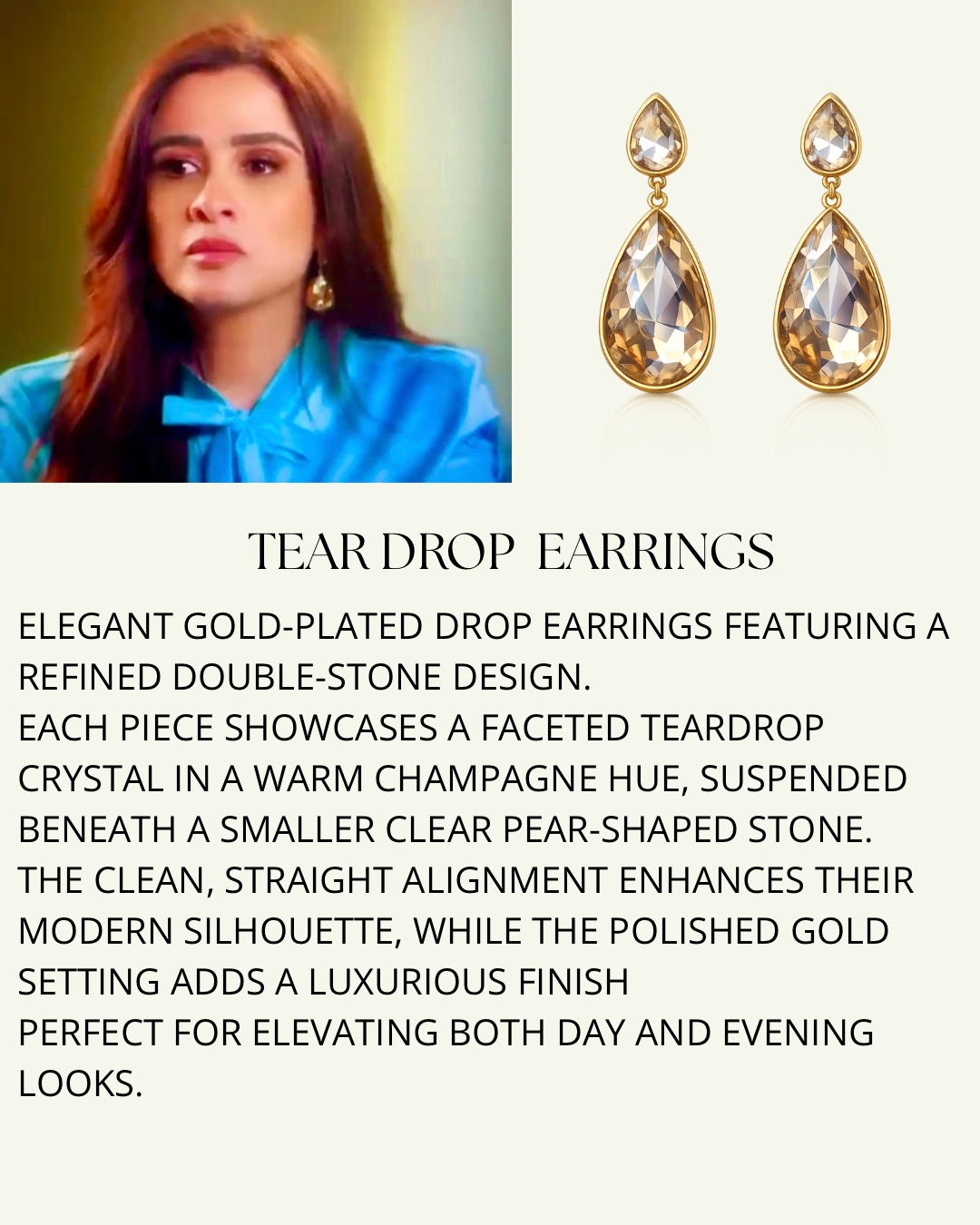 Gold-Plated Brass Earrings with Stones