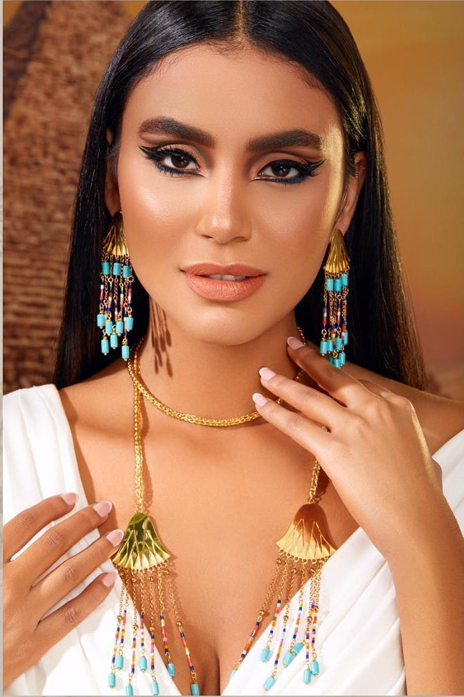 Pharaonic Elegance – Gold-Plated Lotus Flower Necklace