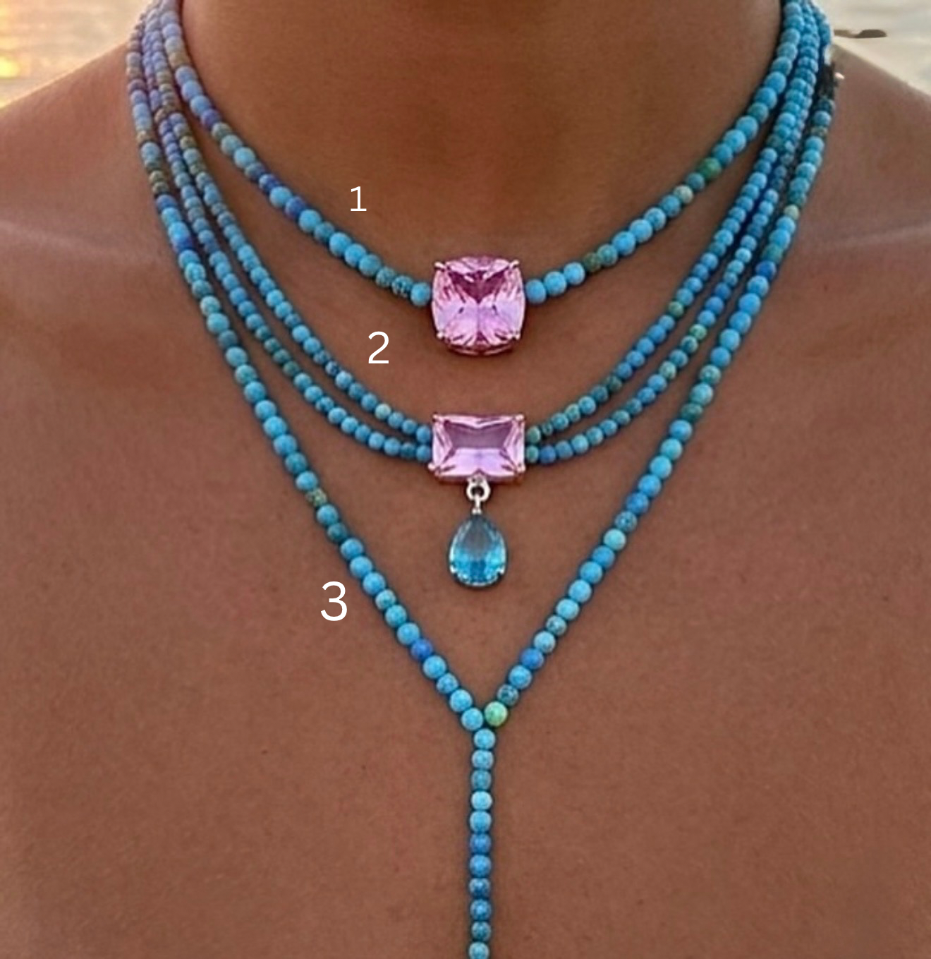 Pink & Turquoise Silver Necklace
