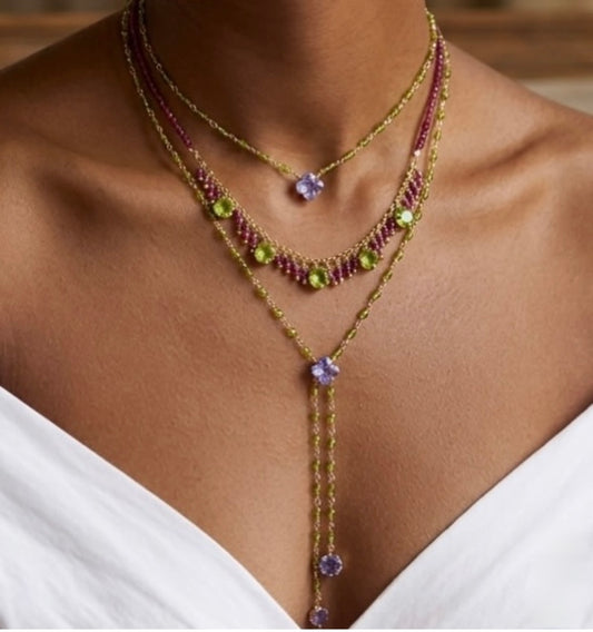 Y-Shaped Necklace with Gemstone