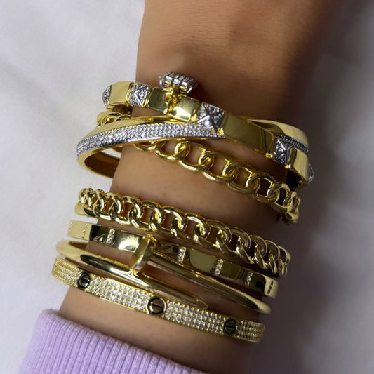 Patterns Gold Plated Bangel Set