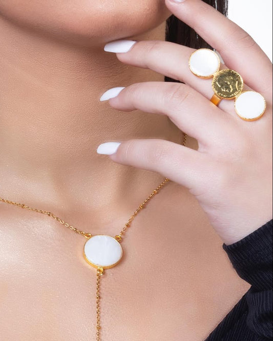 Gold-Plated Brass Ring with Natural Shell