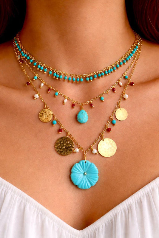 Treasures of Sinai – Handcrafted Silver Necklace with Turquoise, Agate & Pearls