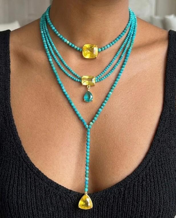 Natural Sinai Turquoise & Citrine Stones Necklace