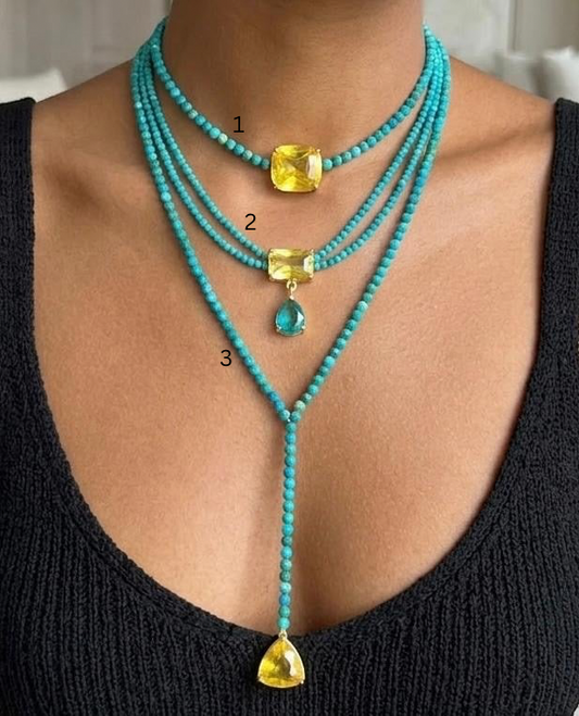 Natural Sinai Turquoise & Citrine Stones Necklace