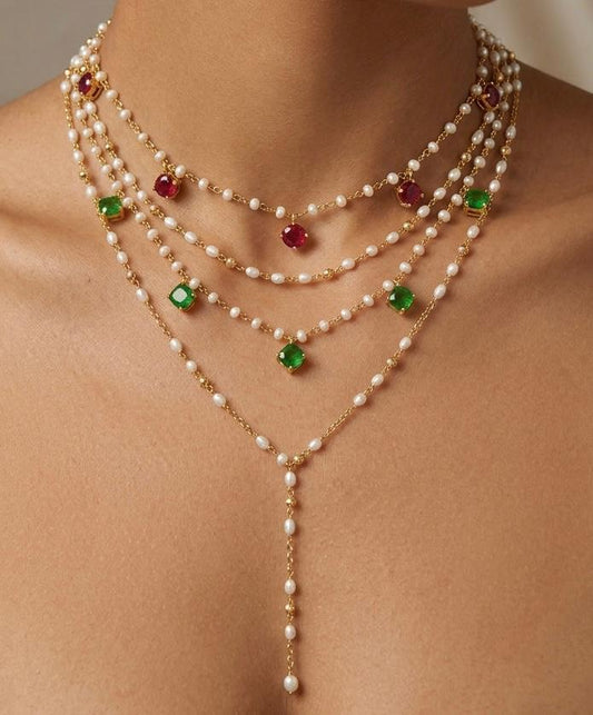Pearl & Gemstone Silver Necklaces