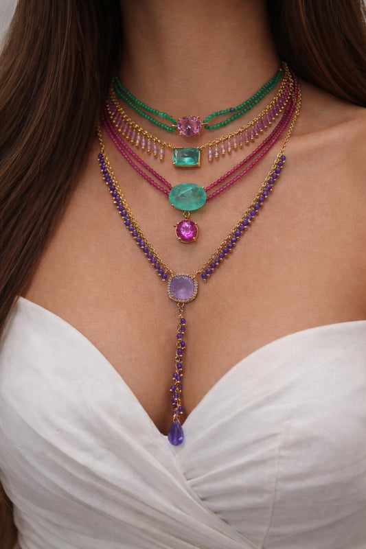 Silver Necklaces with Gemstone