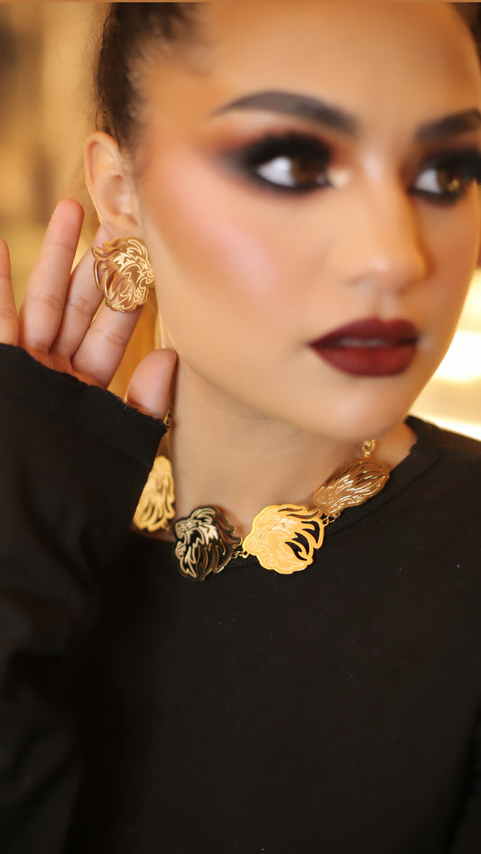 lion face earrings