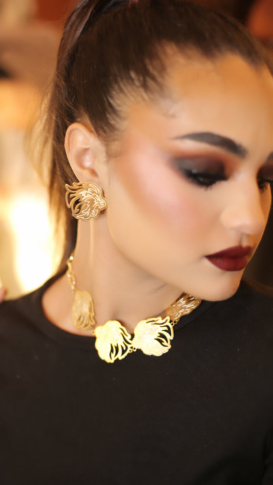 lion face earrings