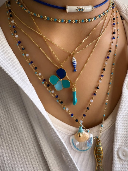 Gold Plated Sea Life Stacking Necklaces