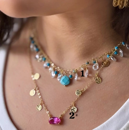 مجموعة قلادات متعددة الطبقات مطلية بالذهب والفضة